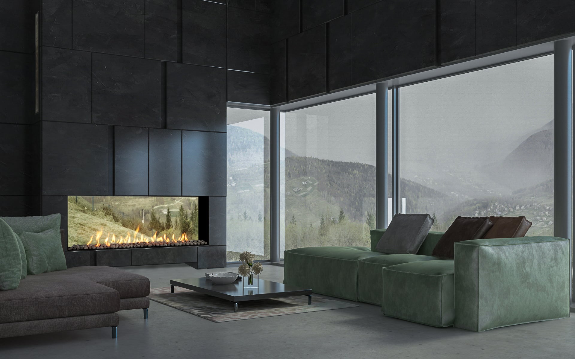 Ortal Gas Fireplaces MA & RI - Corner & Three Sided Fireplace